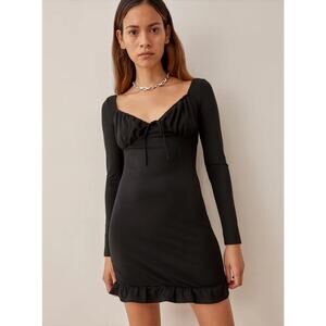 Reformation Black Anjeline Long Sleeve Mini Dress